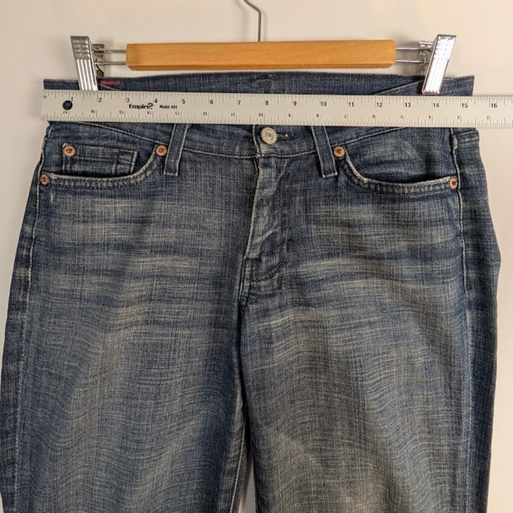7 For All Mankind Dojo Flare Jeans Womens 27 (Fits 30x30) Low Rise Wide Leg Y2K - Picture 4 of 11